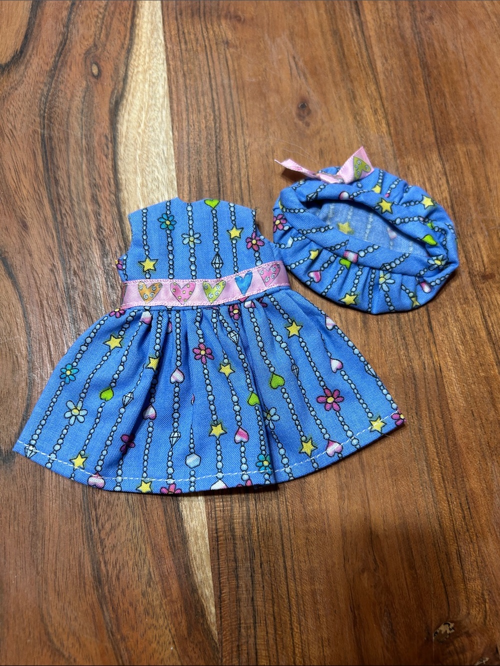 Handmade Sewn 8” Doll Dress and Matching Hat Madeline 8” Doll or 8” Doll New